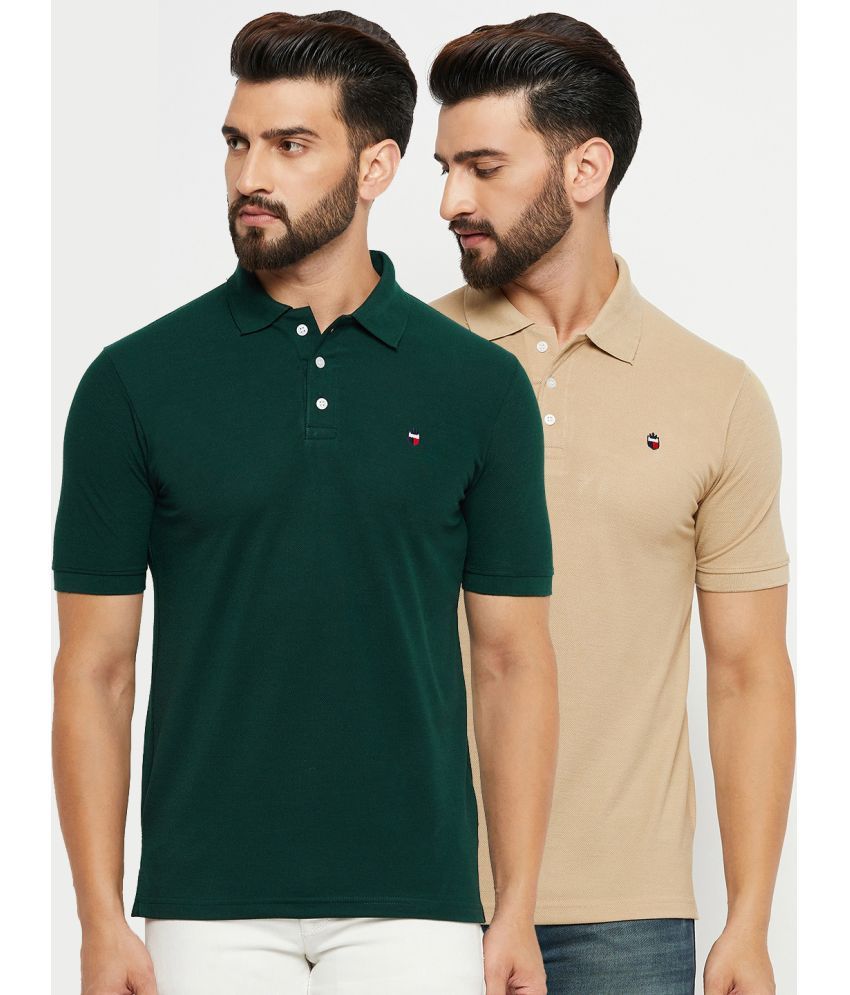     			Emerald - Green Cotton Blend Regular Fit Men's Polo T Shirt ( Pack of 2 )