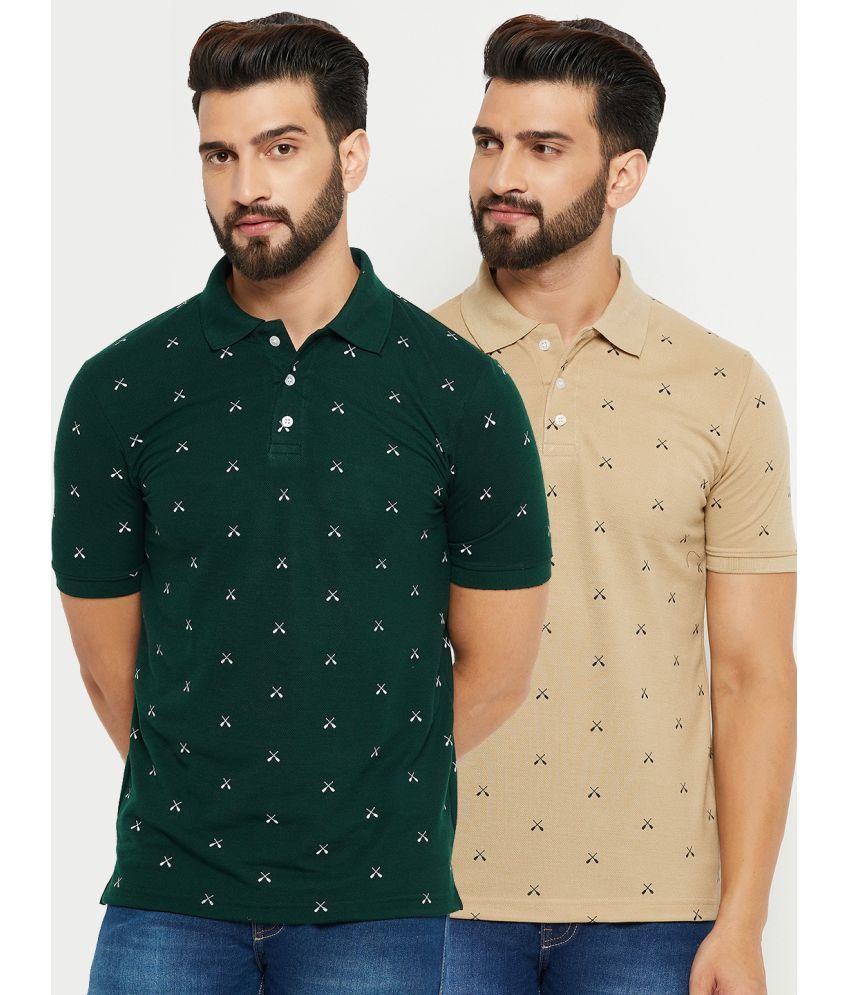     			Emerald - Green Cotton Blend Regular Fit Men's Polo T Shirt ( Pack of 2 )