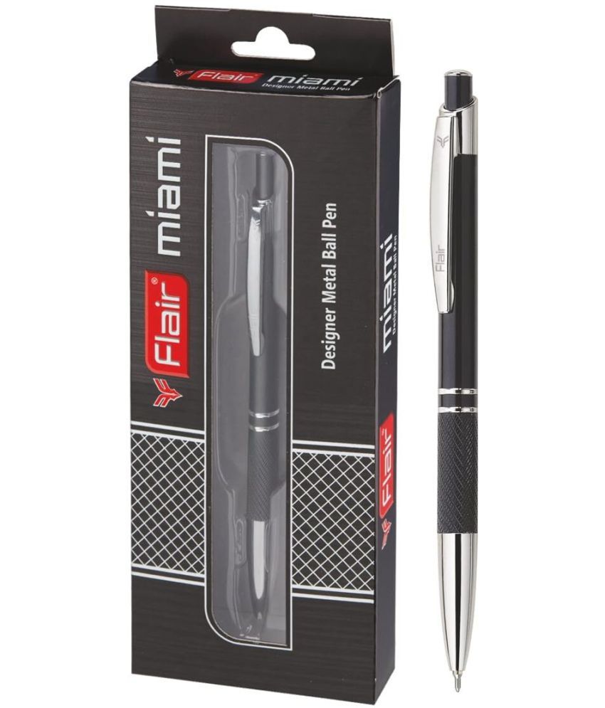     			FLAIR Miami Metal Ball Pen Box Pack | Retractable Mechanism With Comfortable Grip For Easy Handling | Shiny & Attractive Metal Body | Ideal For Gifting | Blue Ink, Pack of 4 Pens