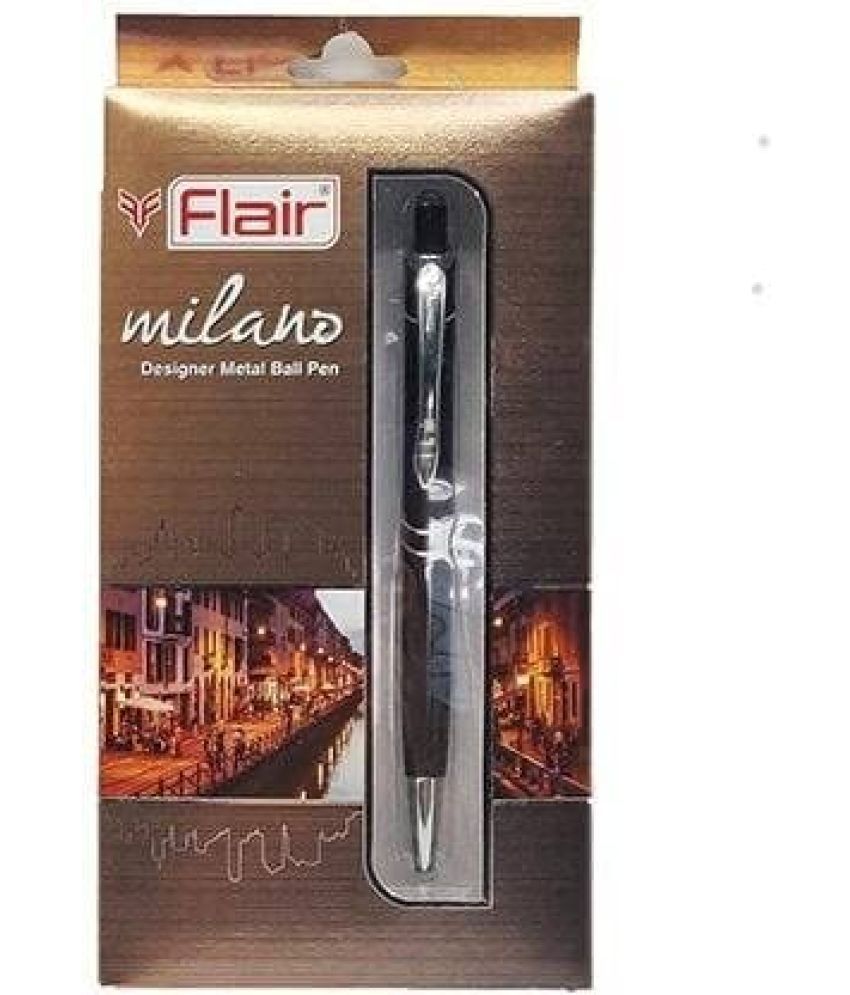     			FLAIR Milano Designer Ball Pen Box Pack | Metal Body With Stylish Design | Retractable Mechanism For Smudge Free Writing | Durable, Refillable Pen | Blue Ink, Pack of 2