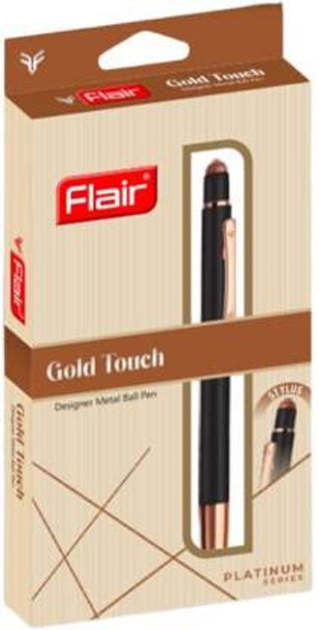     			FLAIR Platinum Series Gold Touch Designer Metal Ball Pen Box Pack | Smooth Writing Ball Pen (Pack of 2, Blue)