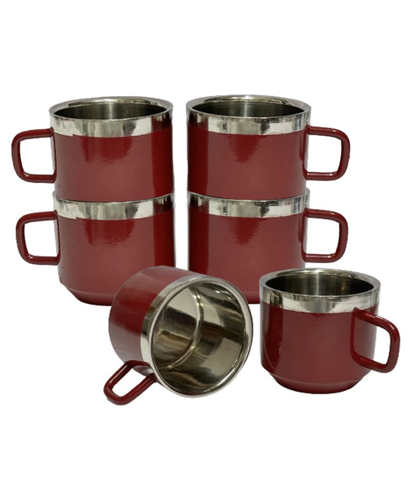     			HOMETALES - Steel Double Walled Tea Cup 120 ml ( Pack of 6 )