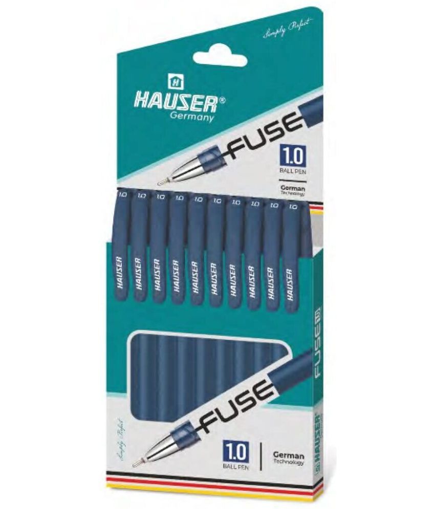     			Hauser Fuse Ball Pen Wallet Pack | Tip Size 1.0 mm | Bold Writing Ball Pen With Comfortable Grip | Smooth Ink Flow System For Smudge Free | Blue Ink, Pack of 20