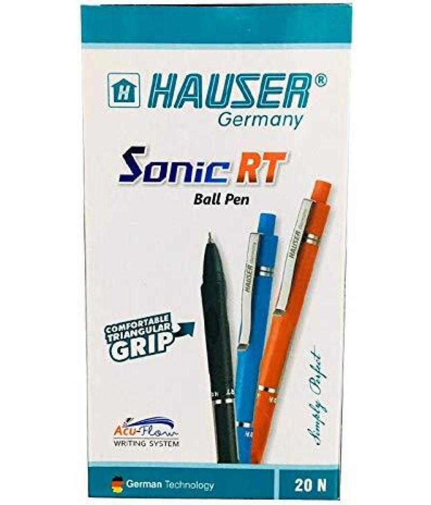     			Hauser Sonic RT Ball Pen Box Pack | 0.7 mm Tip Size | Smooth Writing For Acu Flow System | Comfortable Triangular Grip With Smudge Free Writing | Sturdy Refillable Pen | Blue Ink, Pack Of 20