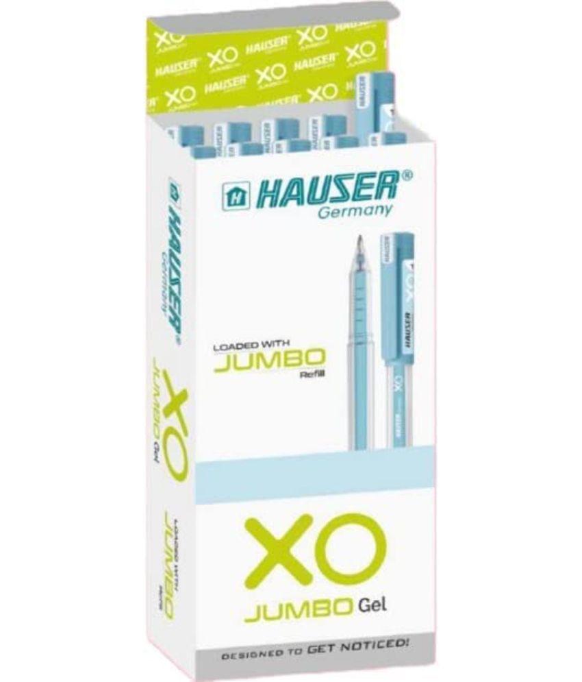     			Hauser Xo Jumbo Gel Pen | Loaded With Jumbo Refill | Low-Viscosity Ink System | Quick Dry Ink | Transparent Body Type | Smooth, Sturdy & Refillable Pen | Blue, Set Of 10 Pens