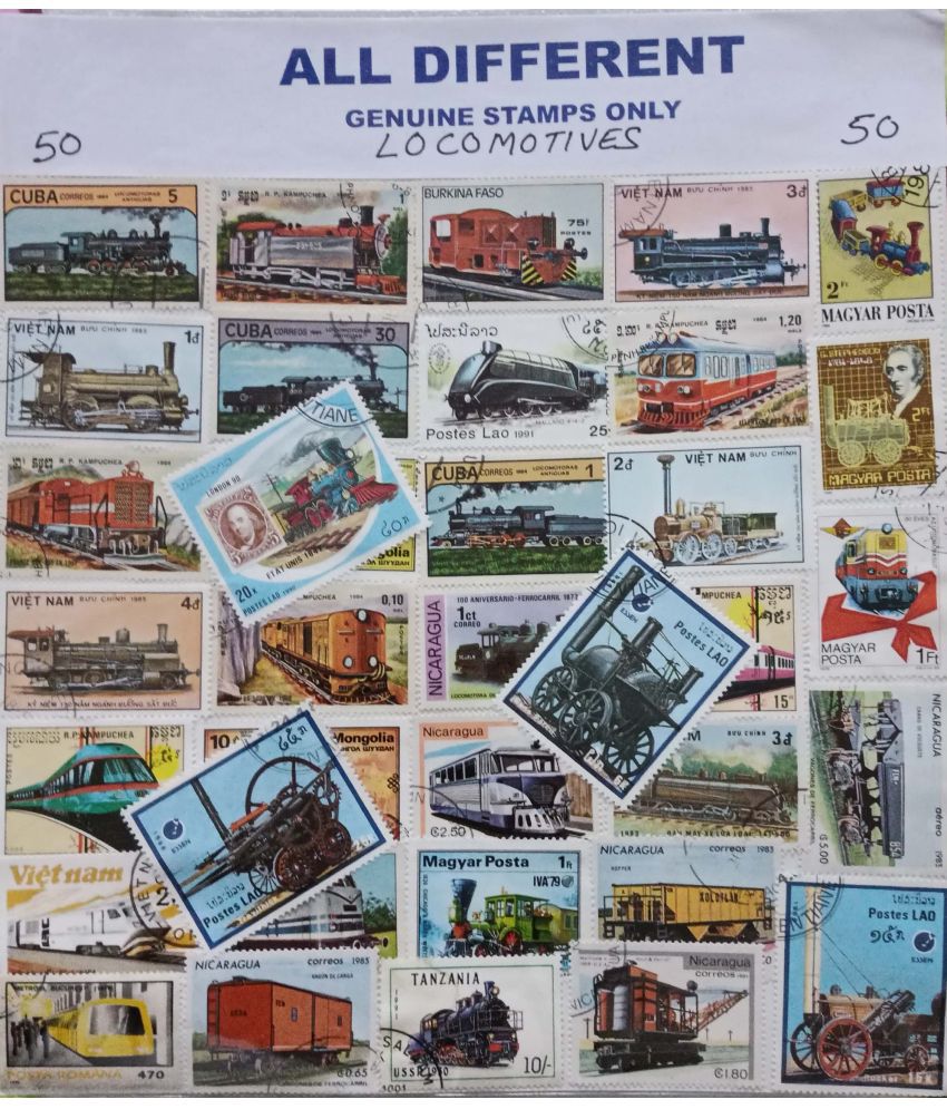     			Hop n Shop - Collection of Different Locomotive Theme 50 Stamps