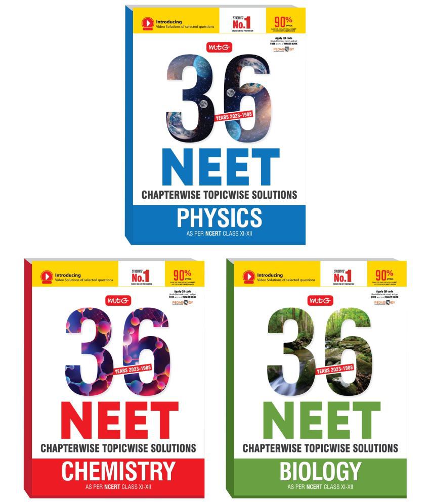     			MTG 36 Years NEET Previous Year Solved Question Papers with NEET Chapterwise Topicwise Solutions - NEET 2024 Preparation Books, Set of 3 Books NTA Neet 36 Years Questions, Physics Chemistry Biology