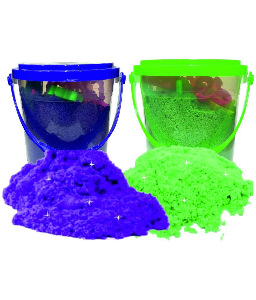     			Rabbit 1Kg Magic Flow Sand Buckets Pack of 2 For Kids.(Green-Purple)