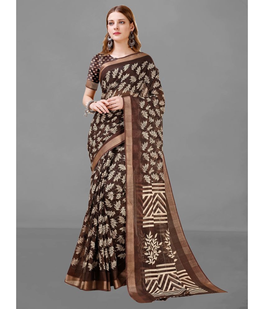     			Vichitro - Brown Cotton Silk Saree With Blouse Piece ( Pack of 1 )