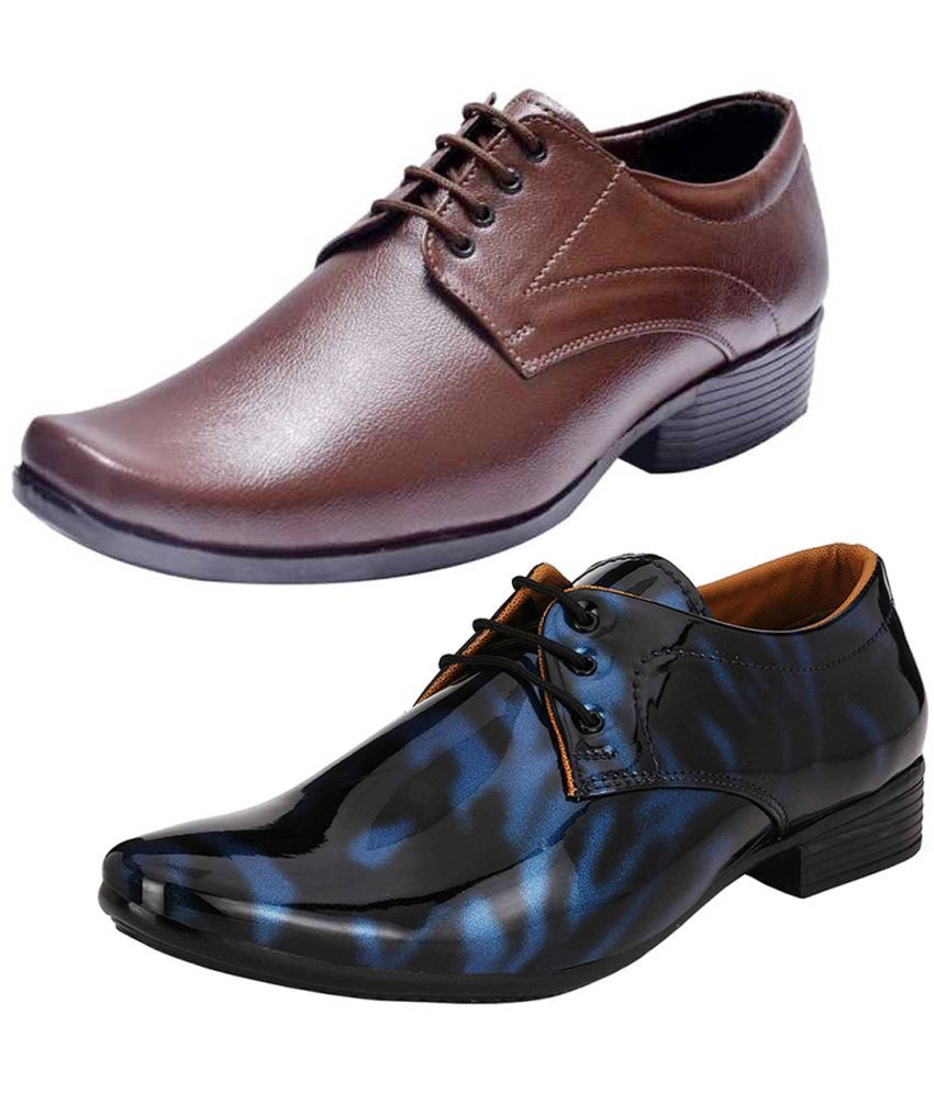     			vitoria - Blue Men's Derby Formal Shoes