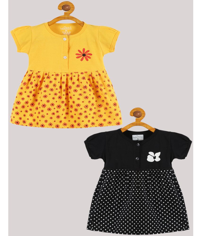     			Babeezworld - Yellow & Black Cotton Baby Girl Frock ( Pack of 2 )