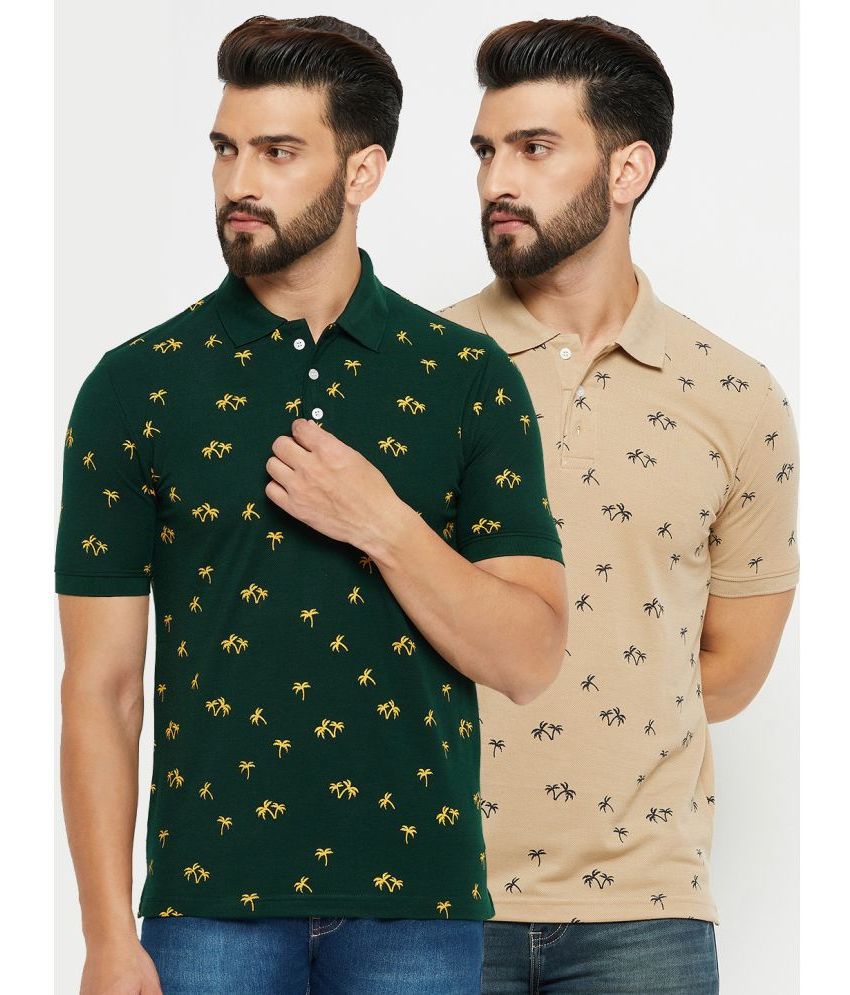     			Emerald - Green Cotton Blend Regular Fit Men's Polo T Shirt ( Pack of 2 )