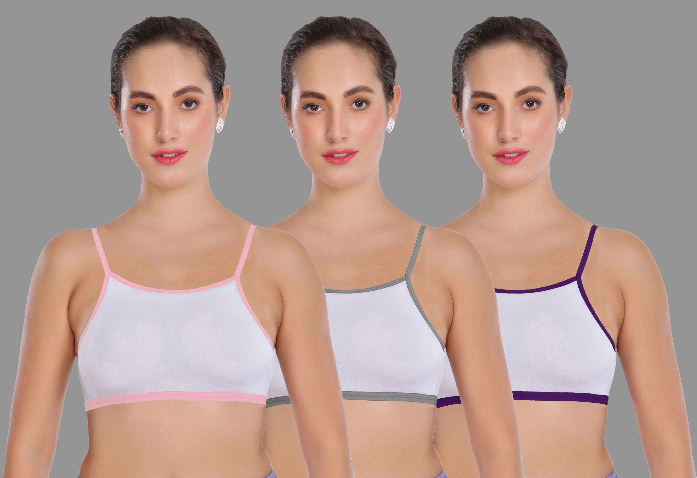     			Madam Pack of 3 Lycra Non Padded Women's Everyday Bra ( Multicolor )