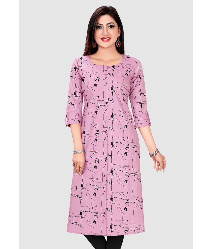     			Meher Impex - Pink Cotton Blend Women's A-line Kurti ( Pack of 1 )