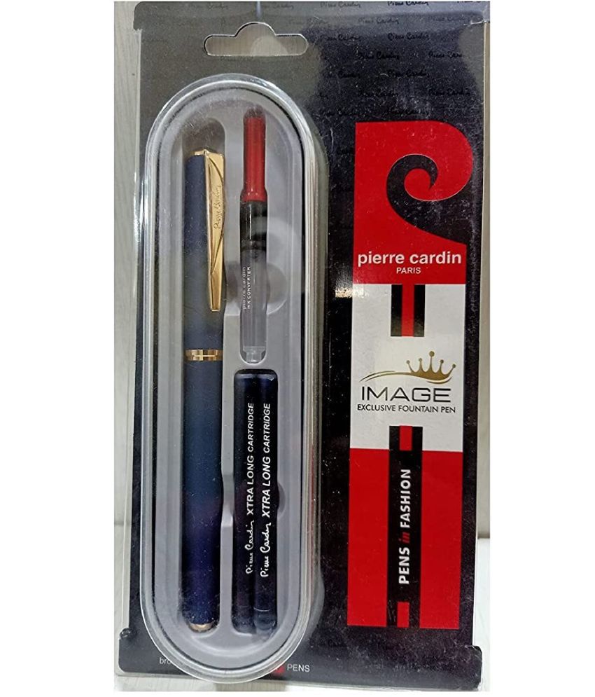     			Pierre Cardin Image Fountain Pen Blister Pack | Metal Body With Twist Mechanism | Attractive Body, Free Coverter & Xtra Long Cartridges | Ideal For Gifting | Blue Ink, Pack Of 1