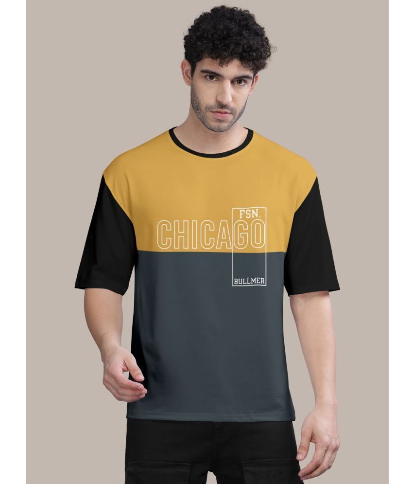     			BULLMER - Mustard Cotton Blend Oversized Fit Men's T-Shirt ( Pack of 1 )