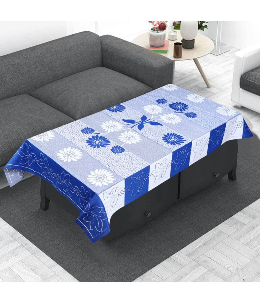     			HOMETALES Self Design Polyester 4 Seater Rectangle Table Cover ( 150 x 100 ) cm Pack of 1 Blue