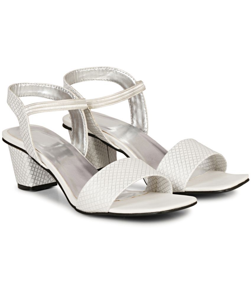     			Ishransh - White Women's Sandal Heels