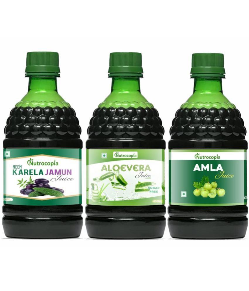     			NUTROCOPIA Neem Karela Jamun, Aloe Vera and Amla Juice Pack of 3 of 400 ML(1200 ML)