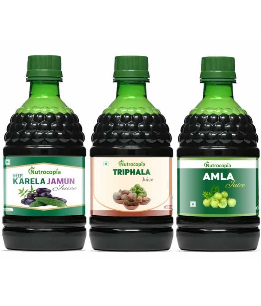     			NUTROCOPIA Neem Karela Jamun, Triphala & Amla Juices Pack of 3 of 400 ML(1200 ML)