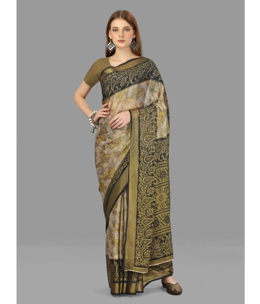     			Sitanjali - Grey Brasso Saree With Blouse Piece ( Pack of 1 )
