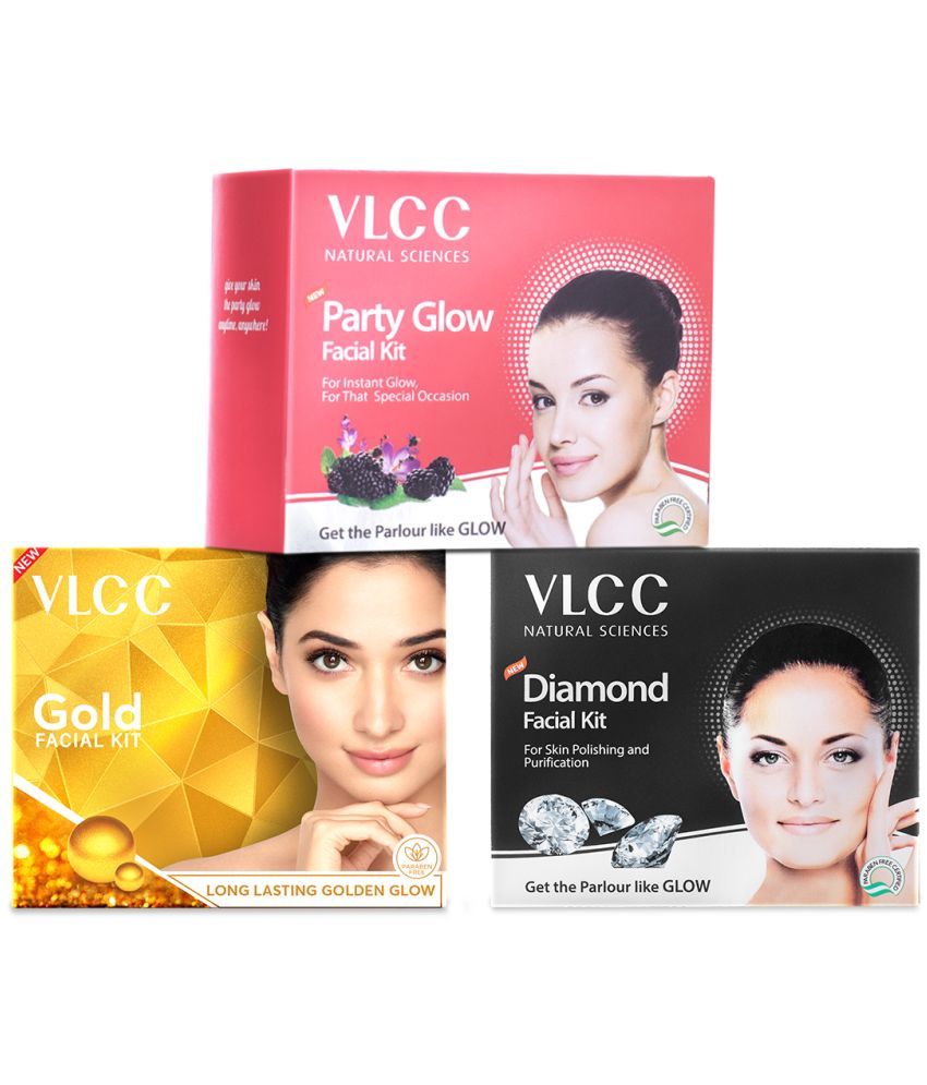     			Vlccgold & Diamond & Partyglow Facial Kit Combo ,60G(Pack Of 3)