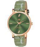 Crestello - Green Leather Analog Womens Watch