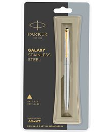 Parker Galaxy Stainless Steel Gold Trim Ball Pen