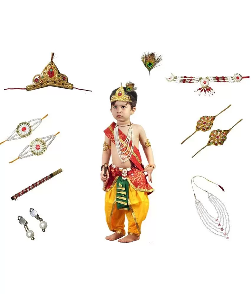 Kaku Fancy Dresses Krishna Costume for Kids | Baby Krishna Dress for  Janmashtami/ Kanha/ Krishnaleela/ Infant Krishna Fancy Dress Costume for  Baby Boys/Girls - Yellow (3-6 Months) - Buy Kaku Fancy Dresses
