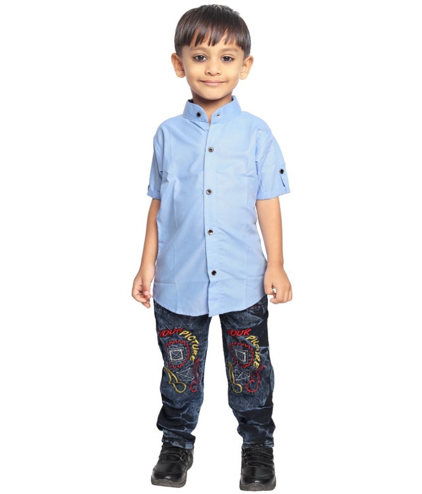     			Homey Pack of 1 Boys Cotton Blend Half Sleeves Shirt ( Sky Blue )