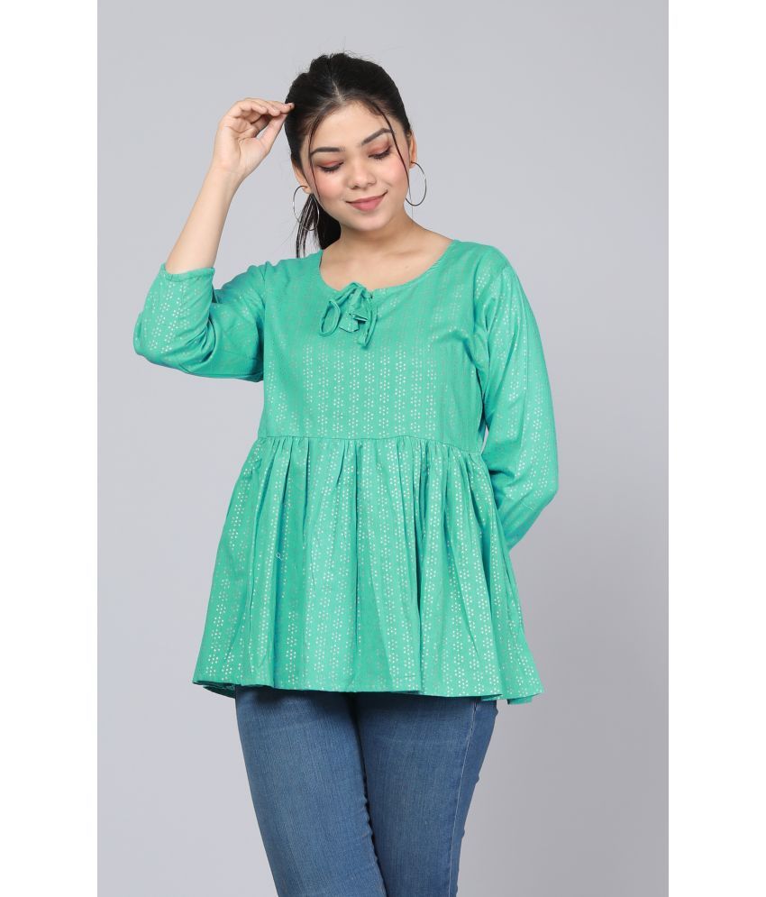     			JC4U - Green Cotton Women's Peplum Top ( Pack of 1 )