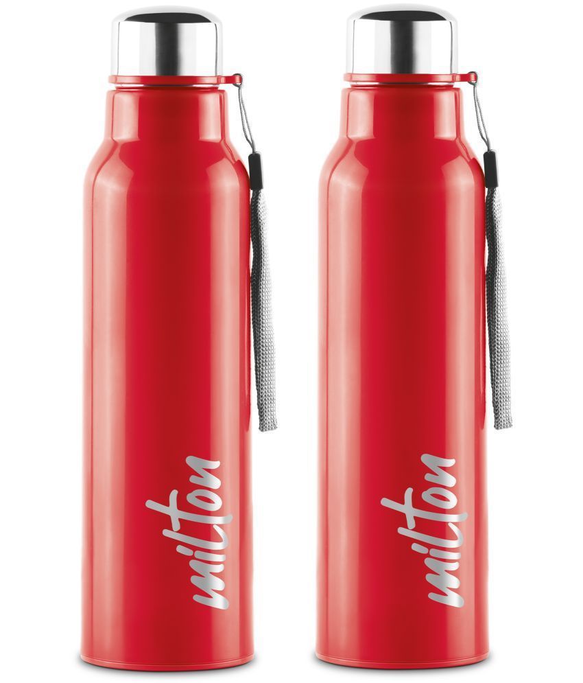    			Milton Steel Fit 900 Insulated Inner Stainless Steel Water Bottle, Set of 2, 630 ml Each, Red