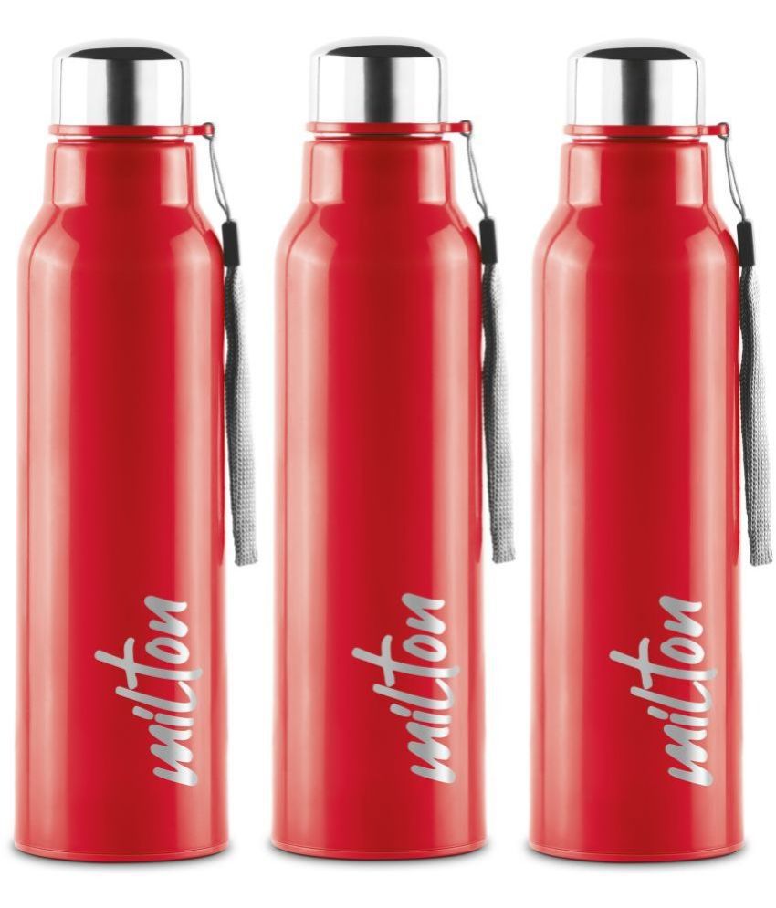     			Milton Steel Fit 900 Insulated Inner Stainless Steel Water Bottle, Set of 3, 630 ml Each, Red