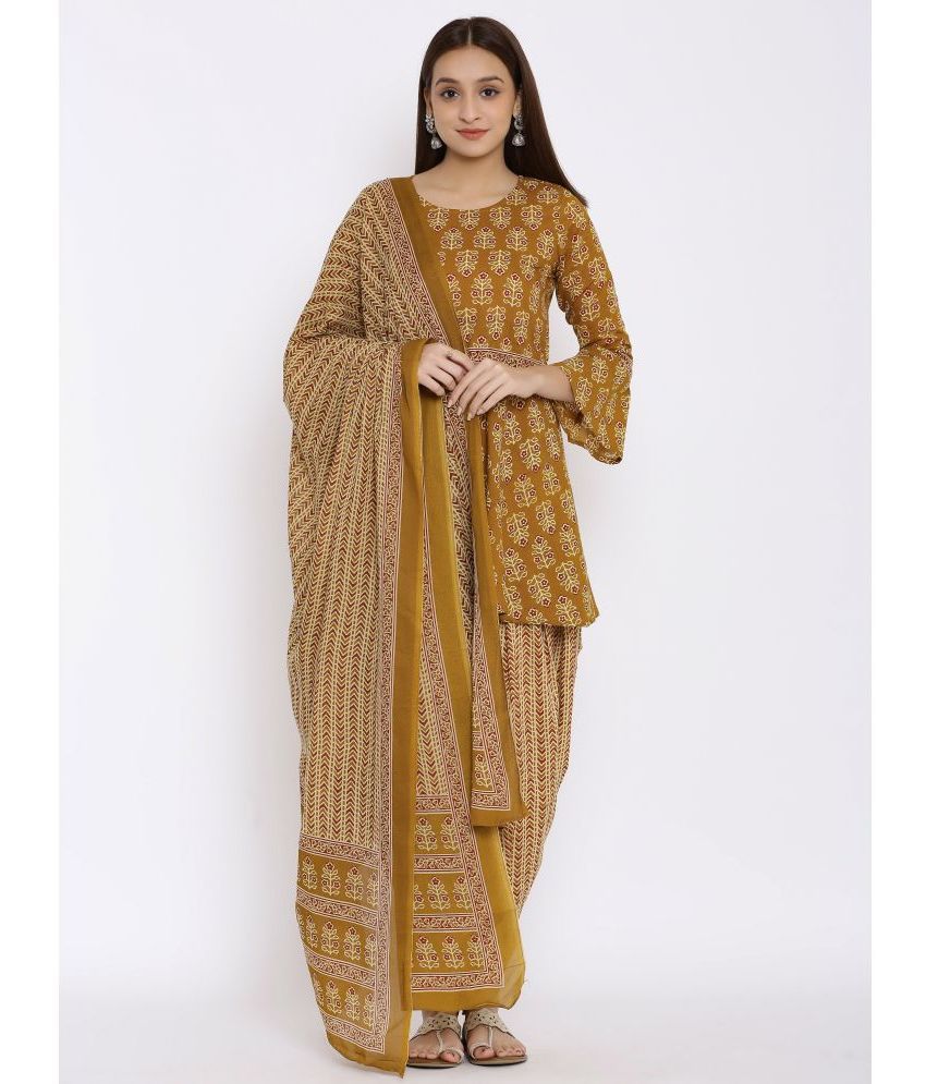     			NeshamaKurti - Mustard A-line Cotton Women's Stitched Salwar Suit ( Pack of 1 )