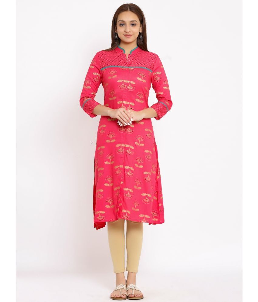     			NeshamaKurti - Pink Rayon Women's Front Slit Kurti ( Pack of 1 )