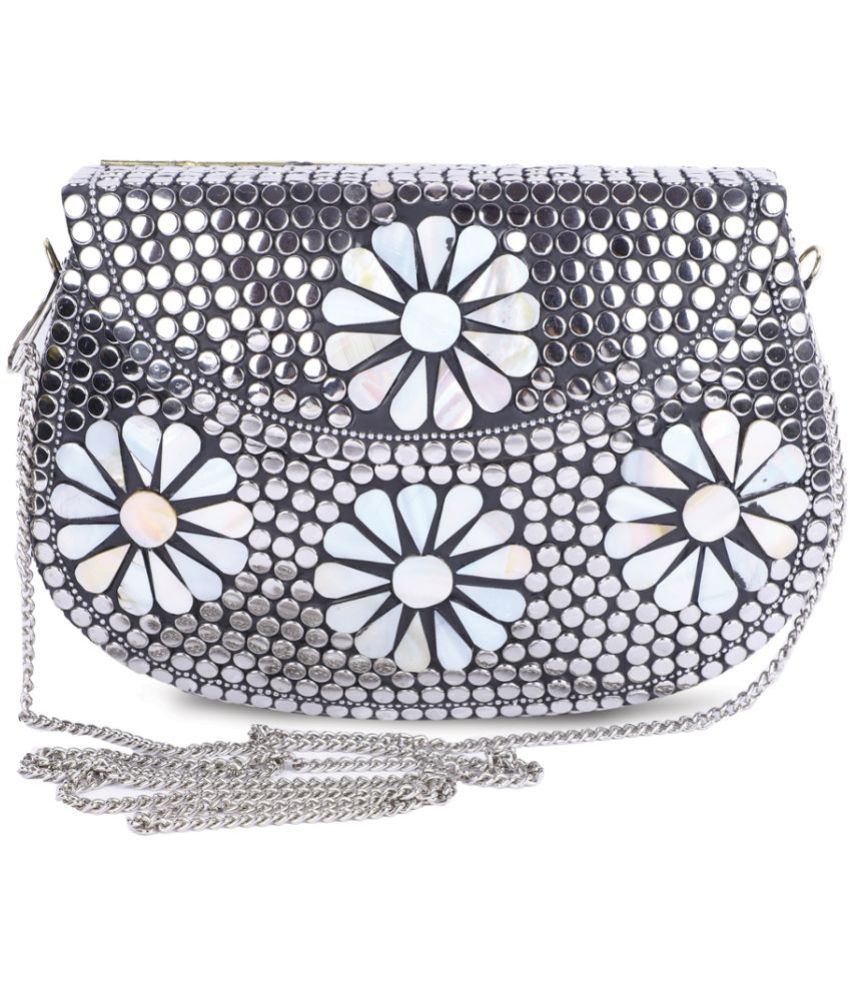     			PARATO - Silver Suede Sling Bag