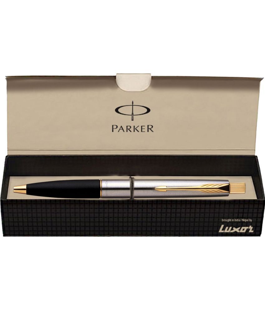     			Parker Frontier | Stainless Steel | Gold Trim | Ball Pen (1 Count, Pack of 1, Ink Coour Blue) | Gift-worthy item | Perfect pen for corporate professionals & students