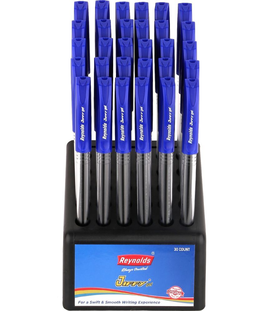     			Reynolds JIFFY 30 CT BLUE - DISPENSER I Lightweight Gel Pen With Comfortable Grip for Extra Smooth Writing I School and Office Stationery | 0.5mm Tip Size