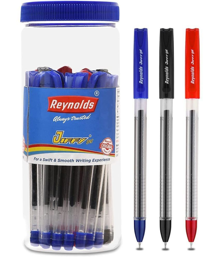     			Reynolds JIFFY GEL 25 PENS JAR - 15 BLUE, 5 BLACK & 5 RED Gel Pen I Lightweight Gel Pen With Comfortable Grip for Extra Smooth Writing I School and Office Stationery