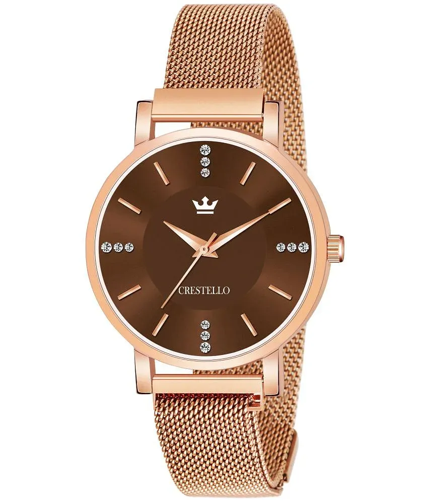 Crestello Rose Gold Metal Analog Womens Watch