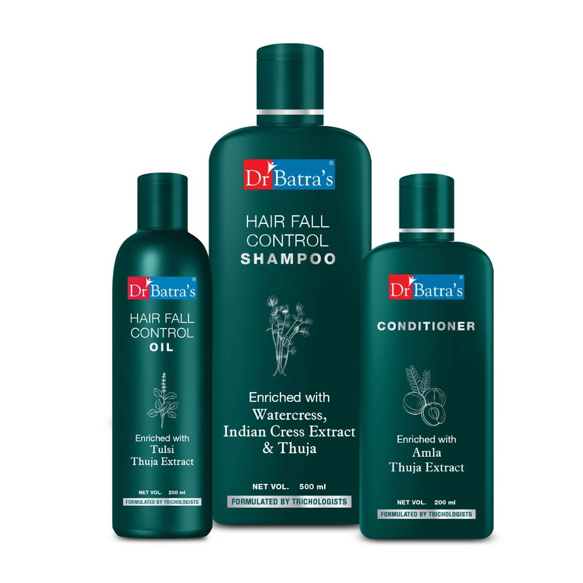     			Dr Batra's Hair Fall Control Shampoo 500 ml Conditioner 200 ml and Hair Fall Control Oil 200 ml (Pack of 3 Men and Women)
