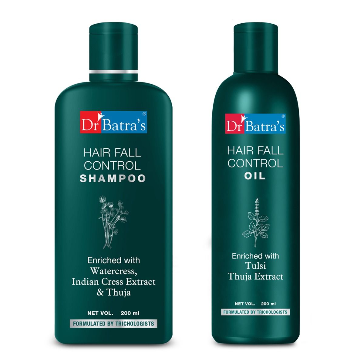     			Dr Batra's Hair Fall Control Oil & Shampoo, Hair oil for Healthier scalp, Enriched with Thulsi, Brahmi & Thuja (200ml Each)