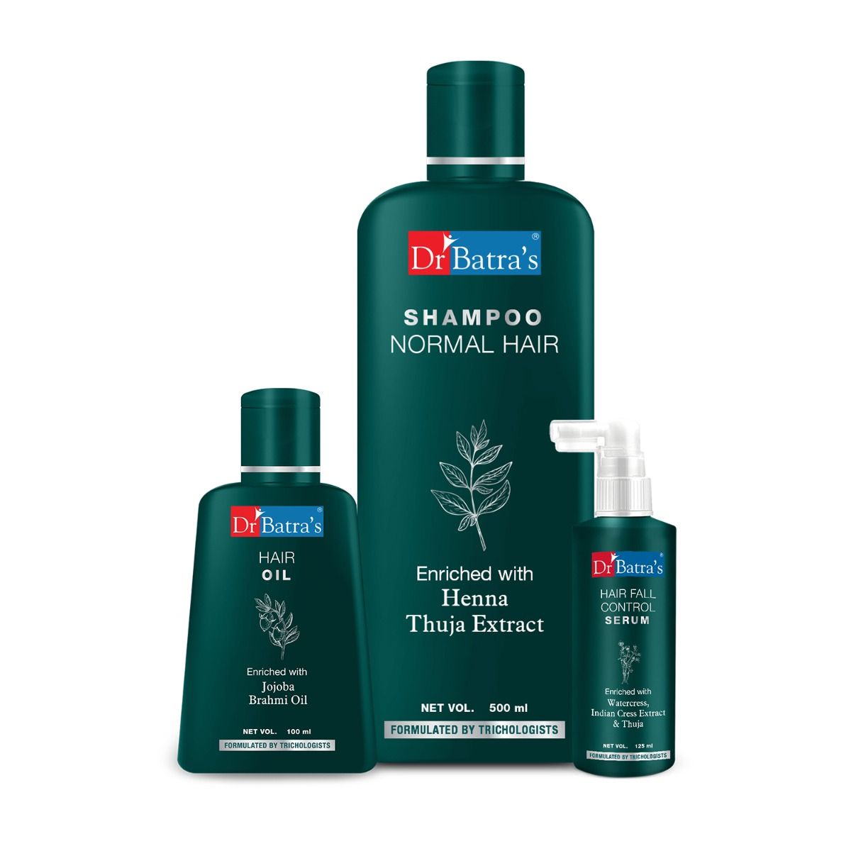     			Dr Batra's Hair Fall Control Serum125 Ml, Normal Shampoo 500 Ml And Hair Oil 100 Ml (Pack Of 3)