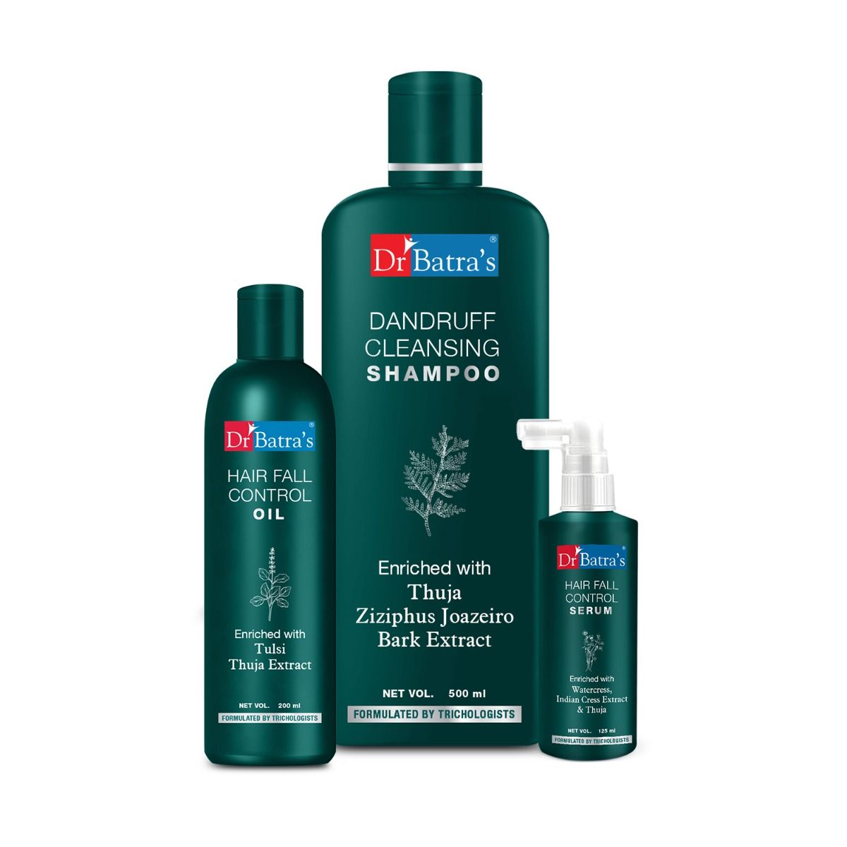     			Dr Batra's Hair Fall Control Serum, Dandruff Cleansing Shampoo And Hair Fall Control Oil (Pack Of 3)