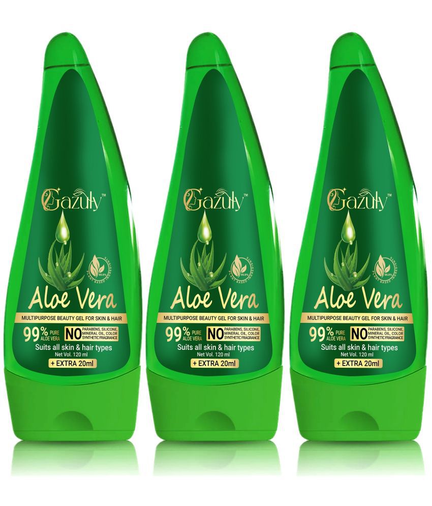     			GAZULY Mltipurpose Aloe Vera Gel For Face Glow, Skin Moisturizer And Hair 120 ml Each (Pack Of 3)