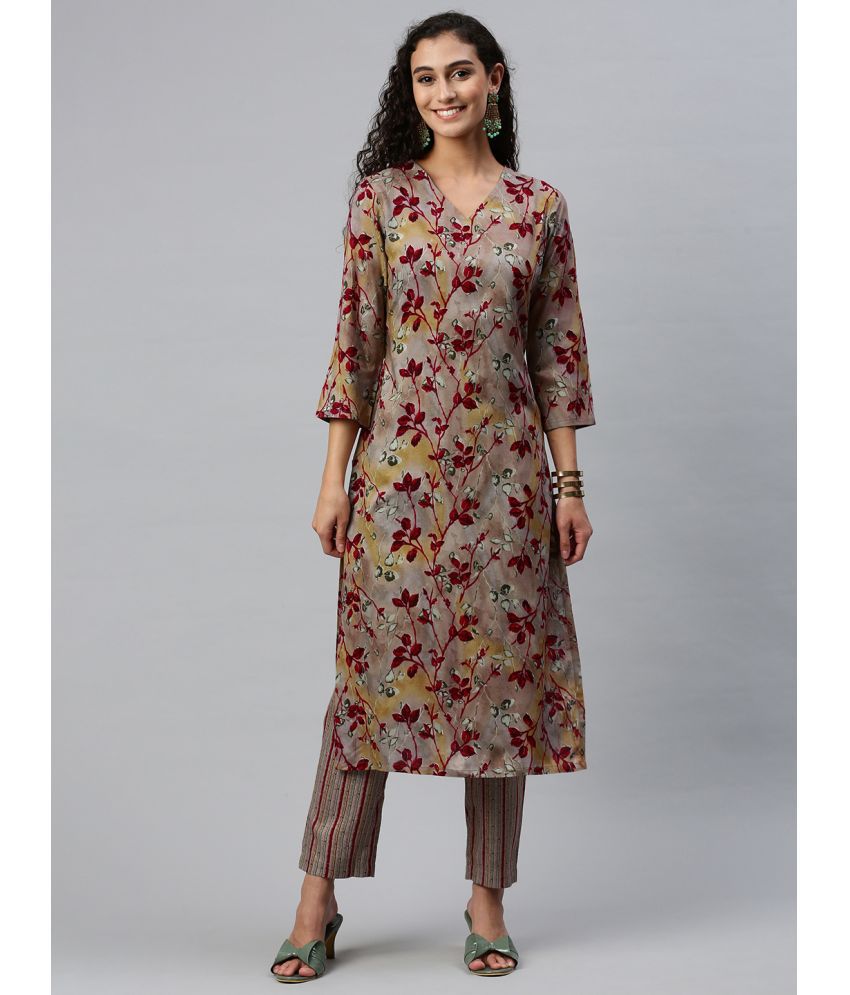     			Hritika - Brown Straight Rayon Women's Stitched Salwar Suit ( Pack of 1 )