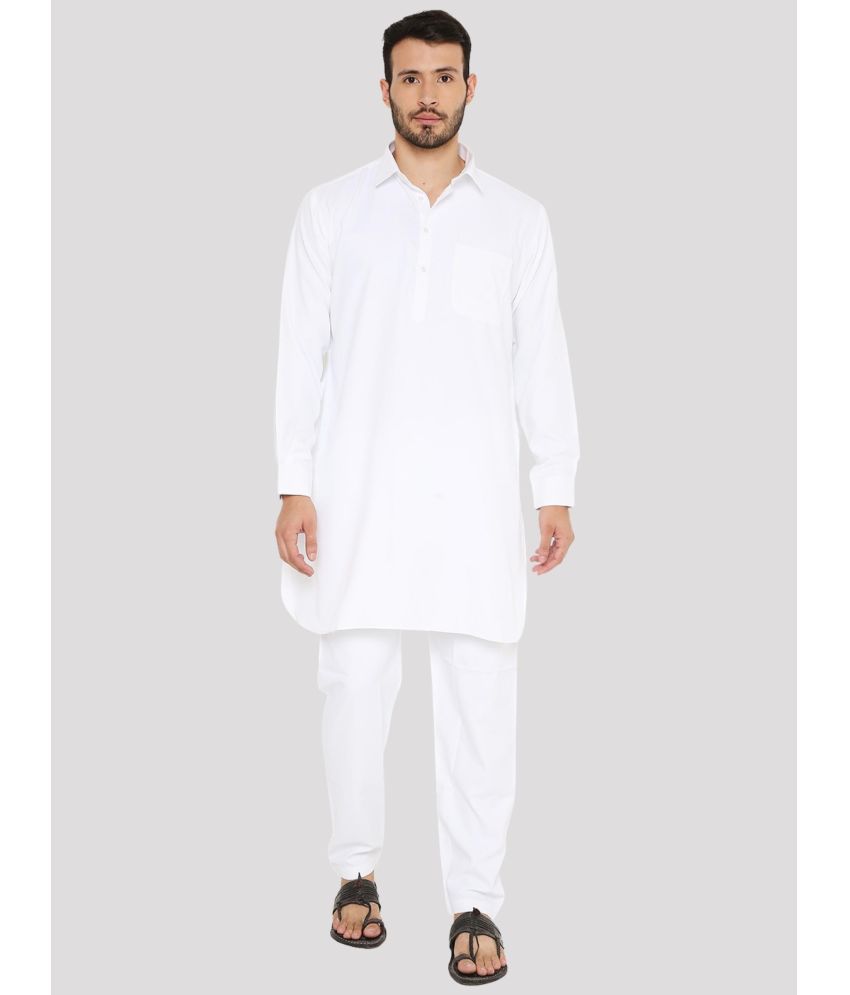     			Maharaja - White Blended Fabric Regular Fit Men's Pathani Suit ( Pack of 1 )