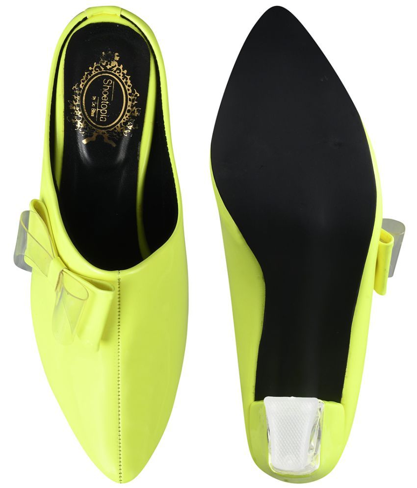     			Shoetopia Stylish Casual Neon-Green Mules & Girls