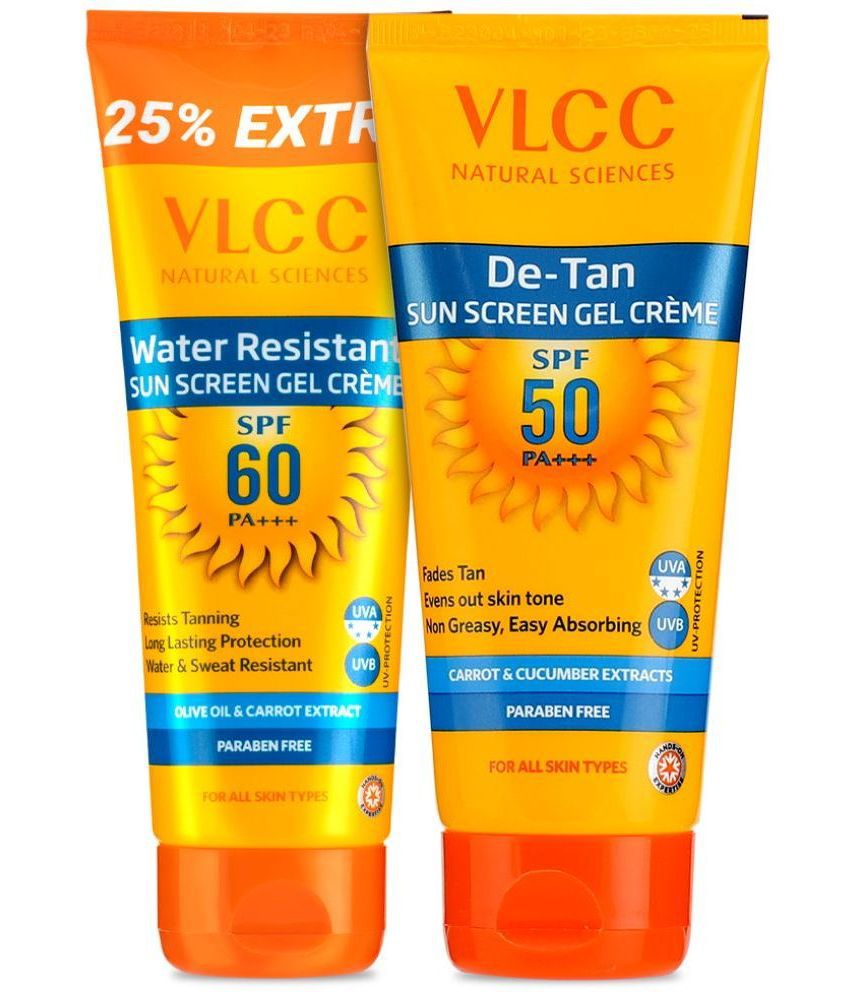     			VLCC Water Resistant Sunscreen SPF 60 & De Tan SPF 50, 100 g (Pack of 2)