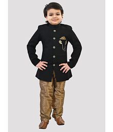 Arshia Fashions - Black Polyester Boys Indo Western Sherwani &amp; Churidar Set ( Pack of 1 )